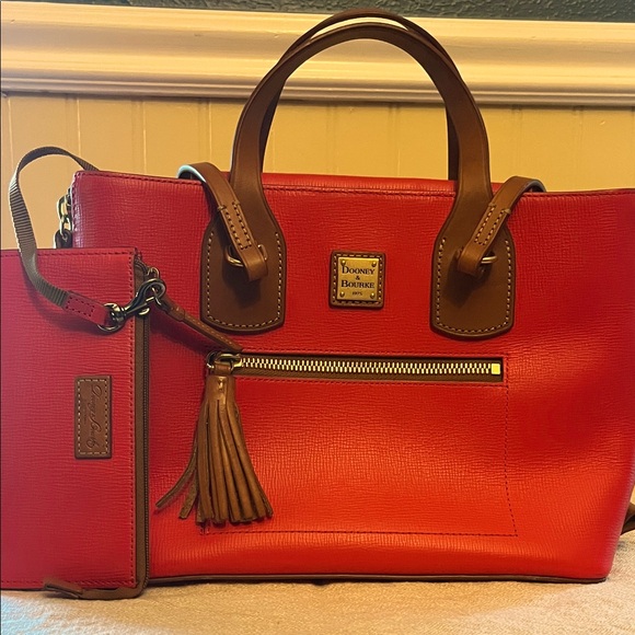 Dooney & Bourke Handbags - Dooney&Bourke Satchel-Style Shoulder Bag with attached matching wristlet.
